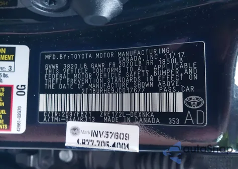 2018 Toyota Corolla Le z USA, uszkodzony, nr VIN 2T1BURHE9JC017677